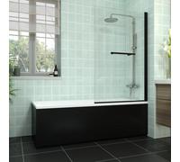 Rinse bathrooms Rinse 1700X700mm Bath + Matte Black Front Panel Mdf + End Panel + Black Square Bath Screen With Towel Rail
