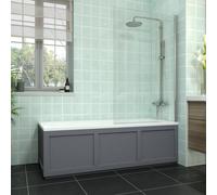Rinse bathrooms Rinse 1700X700mm Bath + Matte Grey Traditional Bath Mdf Front Panel + Chrome Square Bath Screen