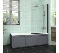 Rinse bathrooms Rinse 1700X700mm Bath + Matte Grey Traditional Bath Mdf Front Panel + End Panel + Black Square Bath Screen