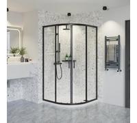 Rinse bathrooms Rinse Quadrant Shower Enclosure 6mm Easy Clean Glass Sliding Shower Cubicle Door Corner Wet Room Matte Black 1000X1000X1900mm