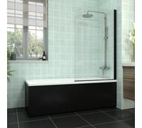 Rinse bathrooms Rinse Single Ended 1700X700mm Bath + Matte Black Front Panel Mdf + Black Round Bath Screen
