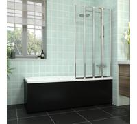 Rinse bathrooms Rinse Single Ended 1700X700mm Bath + Matte Black Front Panel Mdf + Chrome 4 Panel Folding Bath Screen
