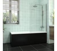 Rinse bathrooms Rinse Single Ended 1700X700mm Bath + Matte Black Front Panel Mdf + Chrome Round Bath Screen