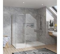Rinse bathrooms Rinse Walk In Shower Enclosure 800+1100mm Wetroom Chrome Frame Glass Screen+300mm Return Panel With 1600X800 White Tray&waste
