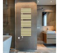 Rinse Bathrooms Touch Screen Thermostatic Electric Bathroom Flat Panel Heated Towel Rail With Timer 1380X500mm - Brushed Brass