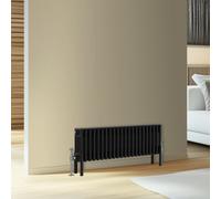 Rinse Bathrooms Traditional Cast Iron Style 4 Colomn Column Horizontal Radiator Black 300 X 1010mm