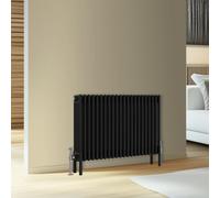 Rinse Bathrooms Traditional Cast Iron Style 4 Colomn Column Horizontal Radiator Black 600 X 1010mm