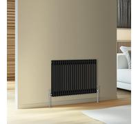 Rinse Bathrooms Traditional Cast Iron Style Double Column Horizontal Radiator Black 600 X 1010mm