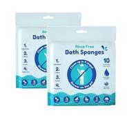 Rinse Free Bath Sponge Wipes Body Wash Wipes for Bathing -Bed Bath,Camping, Festivals,Hospitals, Gym and Travel (Pack of 2 (20 PCS))