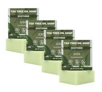 Rinse & Robust Mens Tea Tree Oil Soap Bar Set, 4Pcs Natural Handmade Tea Tree Soap with Shea Butter, Moisturizing & Exfoliating Bar Soap for Face Body Hands | 5.3 oz of 4 Bars Gifts for Men