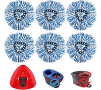 RinseClean Spin Mop Head Refill for Vileda EasyWring 2-Tanks System - Rotating Microfiber Triangle Replacement Pads Washable & Reusable fit All Floor - 6 Cloth 1 Mop Base