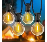 Rintea Festoon-Lights-Outdoor, 33FT/10M Garden Lights with 20+2 Shatterproof LED Plastic Bulbs, Waterproof Outdoor Light Mains Powered 2700K Connectable for Garden Patio Fence