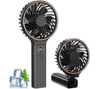 Rintea Hand Held Fan, Hand Fan Rechargeable with 6 Speeds, Quiet Portable Fan with LED Display, 4000mAh Powerful fan Handheld for Travel Home Office Bedroom Outdoor Travel (BLACK)