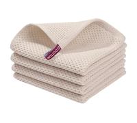 Rinteea 100% Cotton Waffle-Weave Kitchen Dish Cloths, Ultra Soft Absorbent Quick Drying Dish Towels Creamy-White Easy to Use