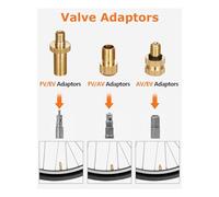 Rinteea 1Set Bike Presta Valve Schrader Adaptor Kit Ball Pump Needles Brass Bike Tire Pump Adaptor Black&Gold