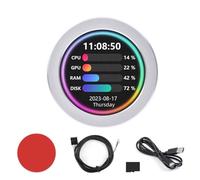 Rinteea 2.8-Inch Water-Cooled Secondary Screen USB CPU Computer Status Monitoring RGB Music Spectrum Analysis Driver-Free, A Easy Install Easy to Use