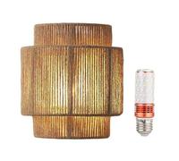 Rinteea Japanese Retro Rattan Weaving Wall Lamp LED Three-Color Light Wall Sconces Room Bedroom Bedside Corridor