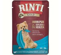 Rinti Gold Mini Chicken Pure & Beef | 10 x 100 g | Complete Food for Adult Small Dogs | Only Chicken & Beef for Sensitive Dogs for Allergies | in Fresh Bag