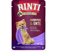 Rinti Gold Mini Chicken Pure & Duck, 10 x 100 g, Complete Food for Adult Small Dogs, Chicken and Duck for Sensitive Dogs for Allergies, in Fresh Bag