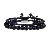 RINTOLER Adjustable To My Man Bracelet - 8mm Crown King Charm Bracelet for Men Women Black Matte Onyx Stone Beads, 7.5", Adjustable, Stone, no gemstone