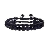 RINTOLER Adjustable To My Man Bracelet - 8mm Crown King Charm Bracelet for Men Women Black Matte Onyx Stone Beads, 7.5", Adjustable, Stone, no gemstone
