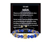 RINTOLER Adjustable To My Man Bracelet - 8mm Crown King Charm Bracelet for Men Women Black Matte Onyx Stone Beads, 7.5", 7.5 inches, Stone, no gemstone