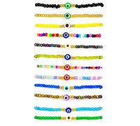 RINTOLER Evil Eye Bracelets Set - 7 Knot Lucky Bracelets Handmade Braided Red String Bracelet Kabbalah Protection Amulet for Women Men., Middle, Nylon, no gemstone
