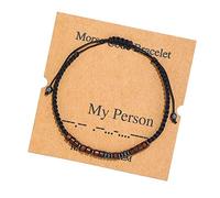 RINTOLER Morse Code Bracelets for Women Men Gifts for Her Best Friend Funny Inspirational Bracelets for Women Jewelry Adjustable Silk Beaded Wrap Bracelet, adjustable, Silk, no gemstone