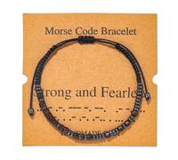 RINTOLER Morse Code Bracelets for Women Men Gifts for Her Best Friend Funny Inspirational Bracelets for Women Girls Jewelry Adjustable Silk Beaded Wrap Bracelet, adjustable, Wood, no gemstone