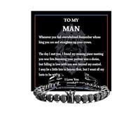 RINTOLER To My Man Bracelet - 6mm Stainless Steel Crown King Charm Bracelet for Men Valentine's Day , Crown Link Bracelet for Men, Adjustable Size, adjustable, Stainless Steel, Cubic