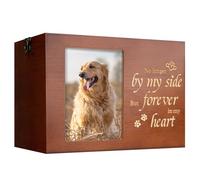 RINVEE Pet Urns for Dogs or Cats Ashes with Photo Frame, Wooden Memory Box for Keepsakes with Black Flannel as Lining, Pet Memorial Gifts for Dogs (Brown X-Large)