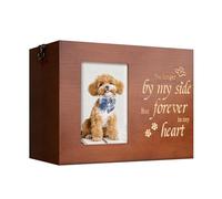 RINVEE Pet Urns for Dogs or Cats Ashes with Photo Frame, Wooden Memory Box for Keepsakes with Black Flannel as Lining, Pet Memorial Gifts for Dogs (Brown Medium)
