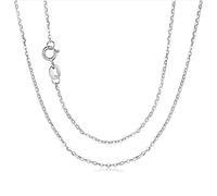 RINYIN Genuine 18ct White Gold Necklace for Girl Pure Au750 Cute Rolo Chain 16"/40cm