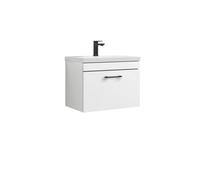 1 Drawer Wall Hung Vanity Basin Unit White Black Handle 600mm Balterley White One Size