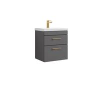 Balterley 2 Drawer Bathroom Wall Hung Vanity Basin Unit 500mm in Grey Balterley Grey