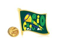 Rio Brazil Carnival Greatet Golden Metal Flag Lapel Pin Badge