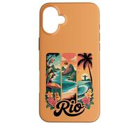 Rio Brazil, Cute Tropical Parrots, Cable Cars, Sunset Beach Case for iPhone 16 Plus