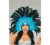 Struts Deluxe Rio Carnival Bright Turquoise Blue Showgirl Feather Headpiece