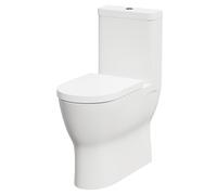 Rio Comfort Height Closed Back Close Coupled Toilet with Soft Close Toilet Seat | White | ABS Polished Chrome | 360mm x 850mm x 650mm
