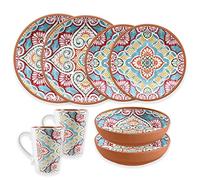 Rio Corte Melamine/Plastic Outdoor Camping/BBQ Reusable Dinnerware & Mugs Set for 2