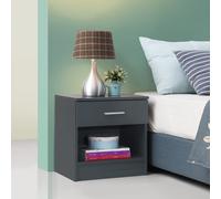 Rio Costa Bedside Cabinet Bedroom Furniture Nightstand Table 1 Drawer Dark Grey