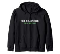 Rio De Janeiro Brazil 70s 80s Retro Type Flag Graphic Zip Hoodie