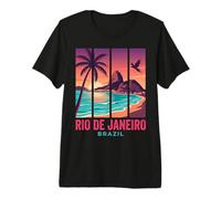 Rio de Janeiro Brazil Retro Sunset Sugarloaf Mountain Beach Premium T-Shirt