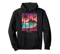 Rio de Janeiro Brazil Retro Sunset Sugarloaf Mountain Beach Pullover Hoodie