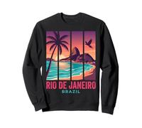 Rio de Janeiro Brazil Retro Sunset Sugarloaf Mountain Beach Sweatshirt