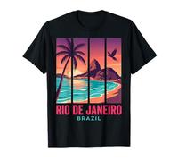 Rio de Janeiro Brazil Retro Sunset Sugarloaf Mountain Beach T-Shirt