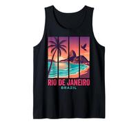 Rio de Janeiro Brazil Retro Sunset Sugarloaf Mountain Beach Tank Top