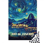 Rio De Janeiro Brazil Starry Night 1000-Piece Puzzle for Adults, 70x50cm/1000pcs, White Cardboard with Reduced Dust; An Unhurried Indoor Weekend Activity