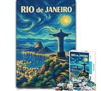 Rio de Janeiro Brazil Starry Night Jigsaw Puzzle for Adults, 1000 Pieces | Visual matching and sorting: easier piece organisation on weekends.