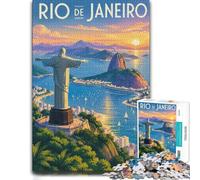 Rio de Janeiro Christ the Redeemer Vintage Po Jigsaw Puzzle, 1000 Piece | For a break from screens: Adult jigsaw puzzle with 1000 pieces offers a classic jigsaw experience for home leisure.